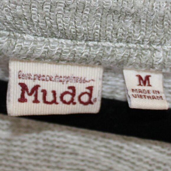 Mudd Marled Knit V-Neck Lightweight Varsity curved hem greenish-gray top M - Picture 3 of 8